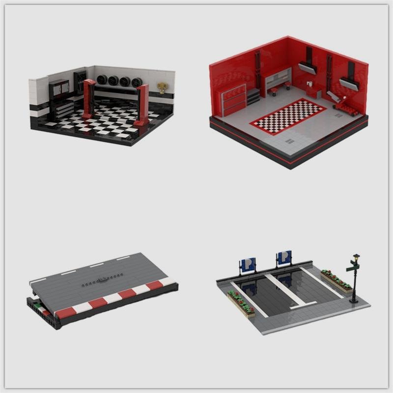 5304adac-02f3-4bb8-bb9a-96dbb67af353.jpg Garage Parking Lot Plastic Building Blocks Toy Model Ornaments - Image 1