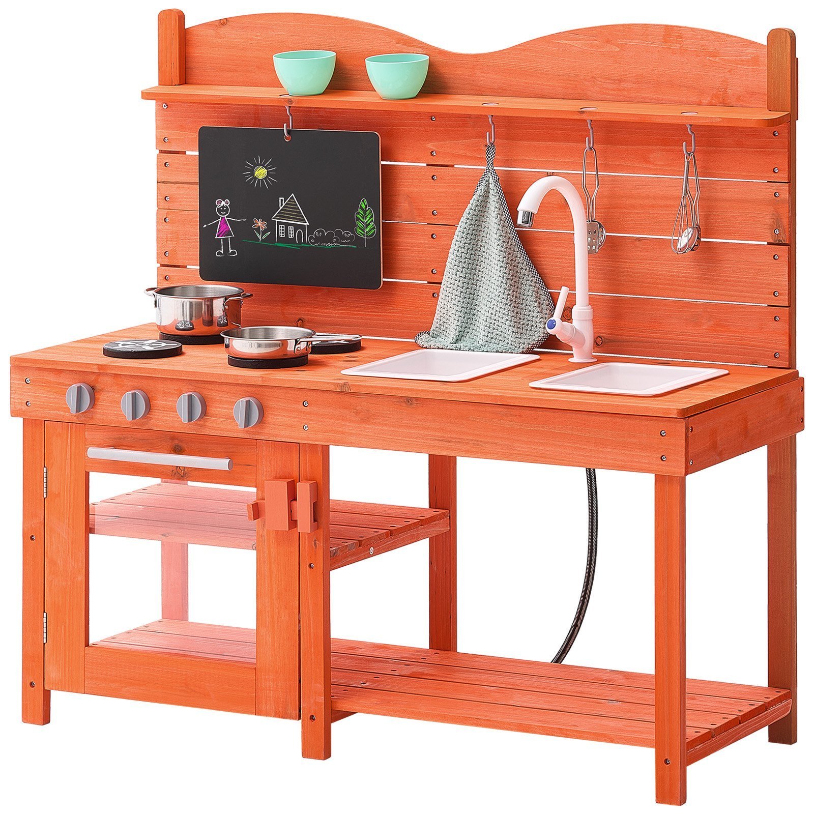 f96a4279-dcef-4ad5-9365-a6865d941e9f.jpg Wooden Mud Kitchen Outdoor Toy Play Kitchen Set For Kids Pretend Playset - Image 1